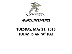 ANNOUNCEMENTS Thursday, September 6, 2012 TODAY IS A *A