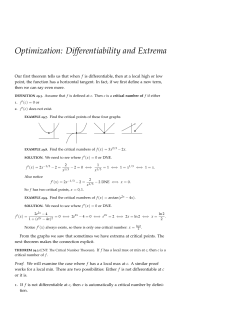 Optimization: Differentiability and Extrema