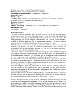 Course: Introduction to Natural Language Processing