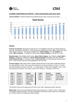 1 Lowlands Annual Report for 2014/15 &ndash; `More people playing