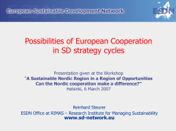 Possibilities of European cooperation in SD strategy cycles