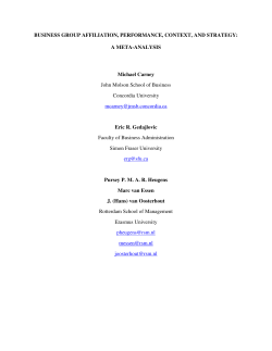 BUSINESS GROUP AFFILIATION, PERFORMANCE