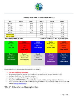 SPRING 2017 - GRD TBALL GAME SCHEDULE *ALL Games begin