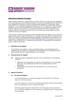 Appeals Procedures for Applicants