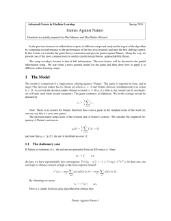 Games Against Nature 1 The Model