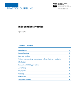 PRACTICE GUIDELINE Independent Practice