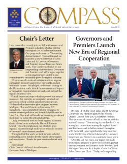 Chair`s Letter Governors and Premiers Launch New Era of Regional