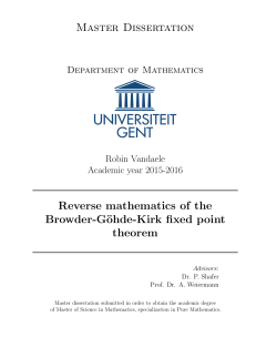 Master Dissertation Reverse mathematics of the Browder
