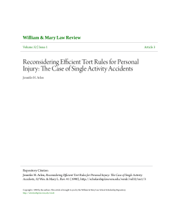 Reconsidering Efficient Tort Rules for Personal Injury: The Case of