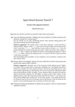 Agent-Based Systems Tutorial 7