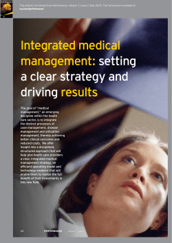 Integrated medical management: setting a clear strategy and driving