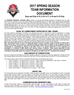 2017 SPRING SEASON TEAM INFORMATION DOCUMENT