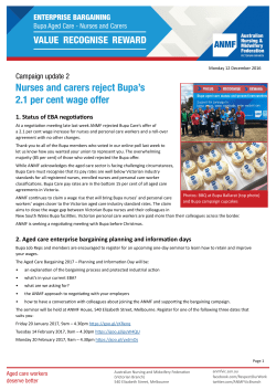 Nurses and carers reject Bupa`s 2.1 per cent wage offer