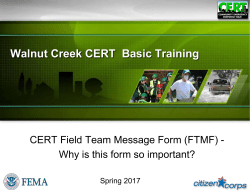Walnut Creek CERT Field Team Message Form