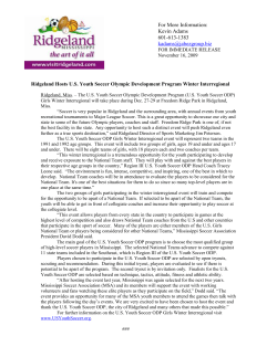 Ridgeland Hosts U.S. Youth Soccer Olympic Development Program