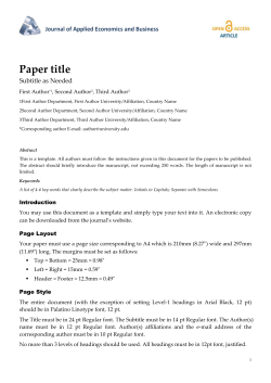 IEEE Paper Template in A4 (V1) - Journal of Applied Economics and