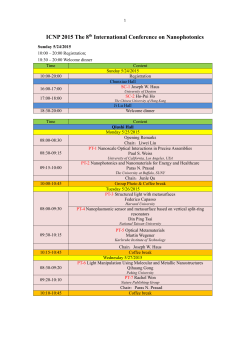 ICNP 2015 The 8 th International Conference on Nanophotonics
