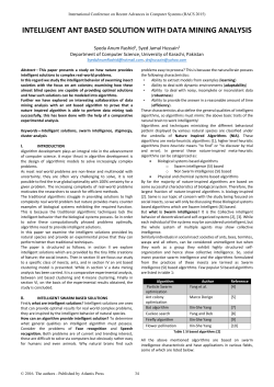 intelligent ant based solution with data mining analysis