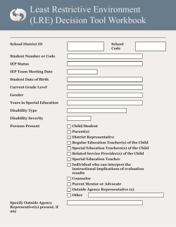 Least Restrictive Environment (LRE) Decision Tool Workbook