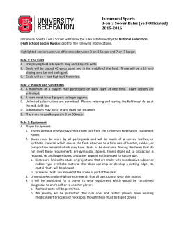 Intramural Sports 3-on-3 Soccer Rules (Self-Officiated) 2015-2016