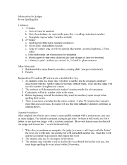 Information for Judges Event: Spelling Bee 2 Folders: 1st folder