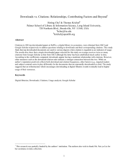 Downloads vs. Citations: Relationships, Contributing Factors - e-LIS