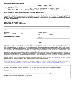 Graduate Studentship PLUS Application