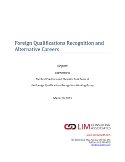 Foreign Qualifications Recognition and Alternative Careers