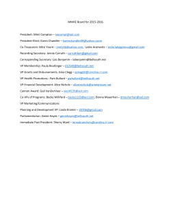 MMAE Board for 2015-2016 President: Mimi Compton &ndash; kwcompt