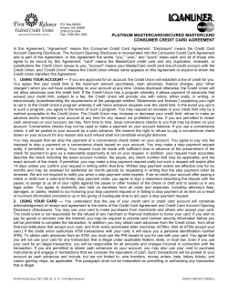 Credit Card Agreement - First Reliance Federal Credit Union