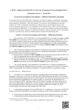 Cost increase assumptions and estimates &ndash; additional information