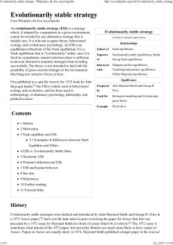 Evolutionarily stable strategy - Wikipedia, the free encyclopedia