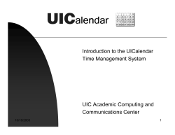 Introduction to the UICalendar Time Management System UIC