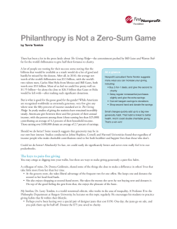 Philanthropy is Not a Zero-Sum Game