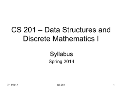 CS 201 &ndash; Data Structures and Discrete Mathematics I