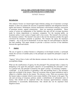 LEGAL RELATIONS BETWEEN INSURANCE AGENTS AND