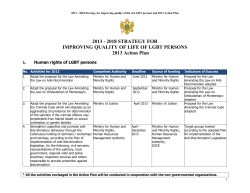 2013 - 2018 STRATEGY FOR IMPROVING QUALITY OF LIFE OF