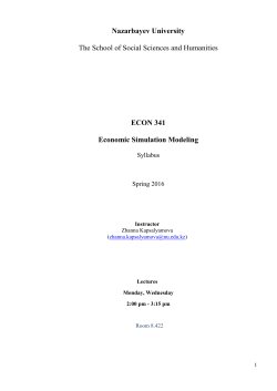 Economic Simulation Modeling - School of Humanities and Social