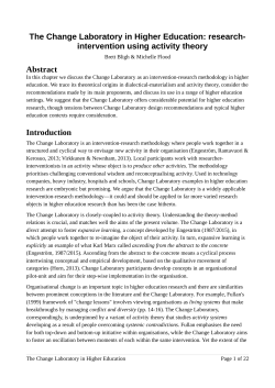 The Change Laboratory in Higher Education: research