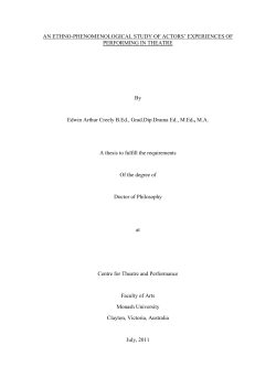 an ethno-phenomenological study of actors* experiences of