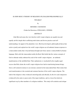 IS JOHN HICK`S THEORY OF RELIGIOUS PLURALISM