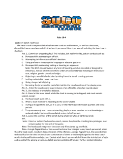 Rule 10-4 Section 4 Bench Technical: The head coach is