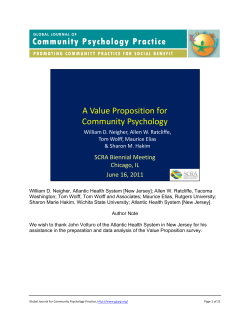 A Value Proposition for Community Psychology
