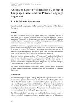 A Study on Ludwig Wittgenstein`s Concept of Language Games and