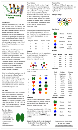 Introduction Welcome to Estate Playing Cards, the new card deck for