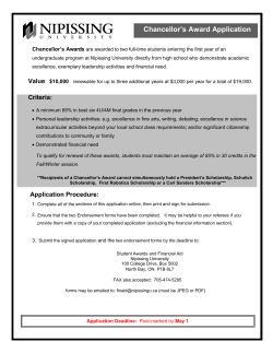 Chancellor`s Award Application