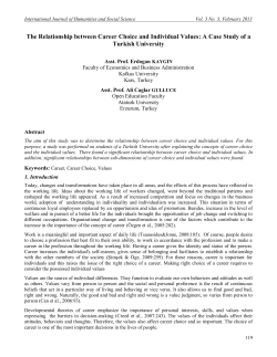 The Relationship between Career Choice and Individual Values: A