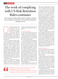 The work of complying with US Risk Retention Rules continues