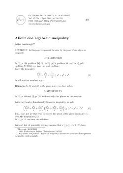Sefket ArslanagiŽc :: About one algebraic inequality