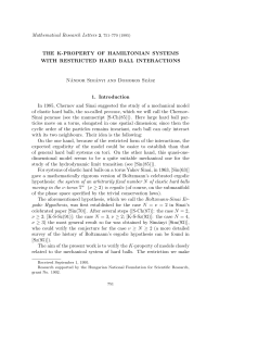 (1995) THE K-PROPERTY OF HAMILTONIAN SYSTEMS WITH